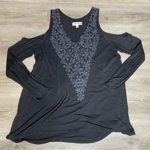 Knox Rose Cold Shoulder Long Sleeve Flowing Top Sz xxl